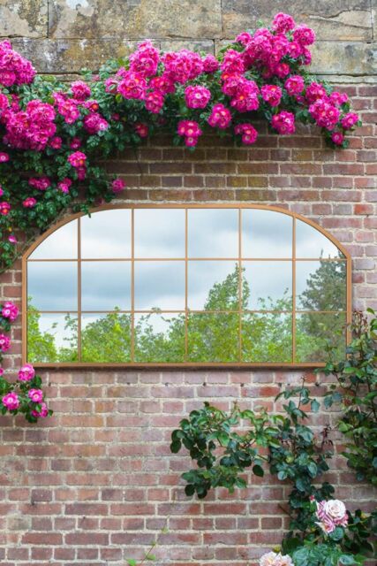 MirrorOutlet Gold Metal Framed Arched Garden Wall or Fence Mirror(174CM X 85CM) - Size: 1 Pack - image 1