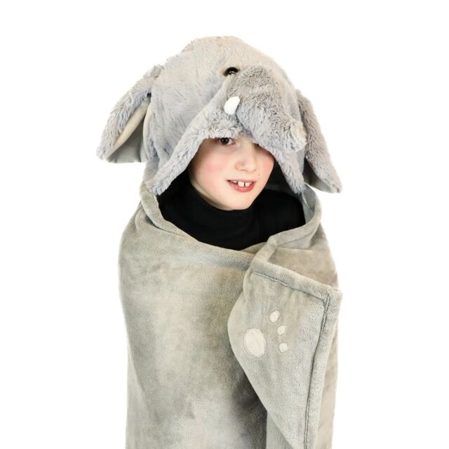 Noxxiez Elephant Hooded Animal Blanket in Grey - image 1