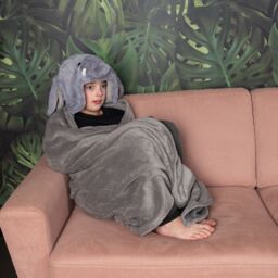 Noxxiez Elephant Hooded Animal Blanket in Grey - thumbnail 2