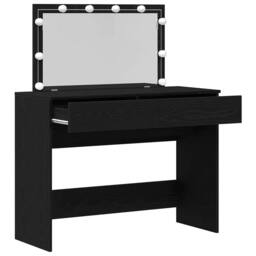 Berkfield Home Dressing Table with LED Black Oak 100x40x120 cm - Size: 100 x 40 x 120 cm - thumbnail 4