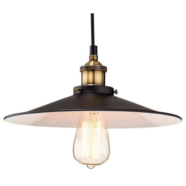 Netlighting Empire 1 Light Dome Ceiling Pendant Black Antique Brass E27