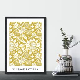 ARTZE William Morris Yellow Floral Art Print / Black Frame / SIZE: A4 - thumbnail 1