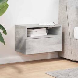 Berkfield Home Wall-mounted Bedside Cabinet Concrete Grey 45x26x28.5 cm - thumbnail 3