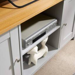 Home Source TV Media Stand 2 Storage Cupboards Storage Shelf Living Room Home in Grey - thumbnail 7