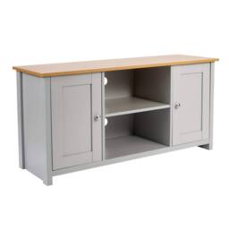 Home Source TV Media Stand 2 Storage Cupboards Storage Shelf Living Room Home in Grey - thumbnail 9