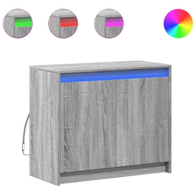 Berkfield Home Sideboard with LED Grey Sonoma 72x34x61 cm Engineered Wood - Size: 72 x 34 x 61 cm - image 1