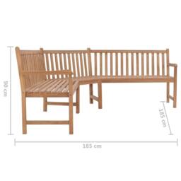 Berkfield Home Durable Garden Corner Bench 185x185x90 cm Solid Teak Wood in Brown - Size: 185 x 185 x 90 cm - thumbnail 6