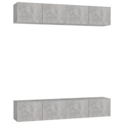 Berkfield Home TV Cabinets 4 pcs Concrete Grey 80x30x30 cm Engineered Wood - Size: 80 x 30 x 30 cm - thumbnail 2