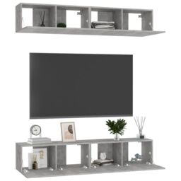 Berkfield Home TV Cabinets 4 pcs Concrete Grey 80x30x30 cm Engineered Wood - Size: 80 x 30 x 30 cm - thumbnail 3