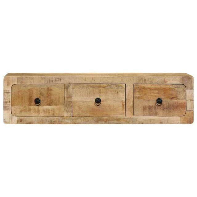 Berkfield Home Wall-mounted TV Cabinet 100x32x25 cm Solid Wood Rough Mango in Brown - Size: 100 x 32 x 25 cm - image 1