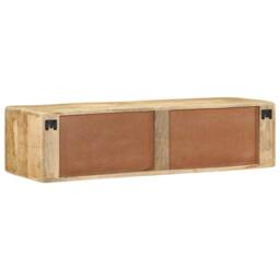 Berkfield Home Wall-mounted TV Cabinet 100x32x25 cm Solid Wood Rough Mango in Brown - Size: 100 x 32 x 25 cm - thumbnail 4