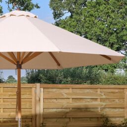 Rowlinsons 2.2m Ashdown Wooden Parasol - Timber - L219 x W219 x H200 cm - Natural in Brown - thumbnail 2