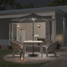 Living and Home Demi 4 Person Patio Garden Dining Set With Umbrella in Black - thumbnail 8