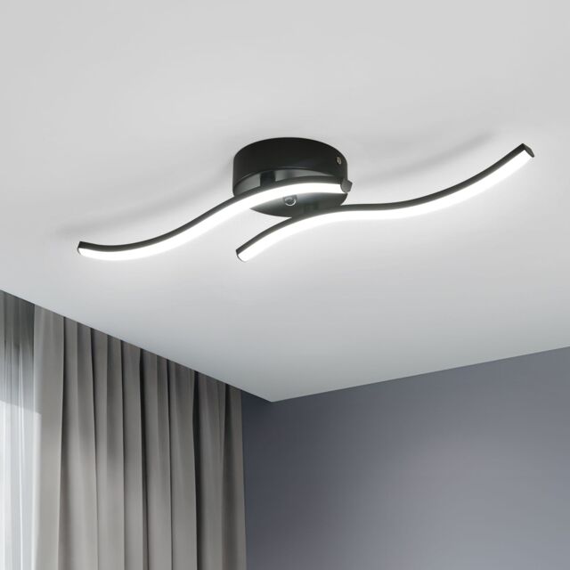 Pheashine Sleek LED Ceiling Light Black Two Parallel 12W 52x12cm 6500K - Size: 52x12 cm - image 1