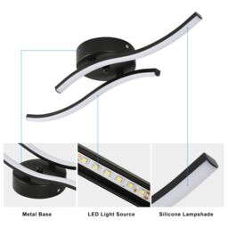 Pheashine Sleek LED Ceiling Light Black Two Parallel 12W 52x12cm 6500K - Size: 52x12 cm - thumbnail 2