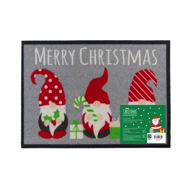 JVL Christmas Machine Washable Door Mats - 40 x 57cm - Robin in Red - Size: 40 cm x 60 cm - image 1