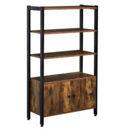 STILVORA Bookcase with Cupboard 3 Shelves Rustic Brown - thumbnail 3