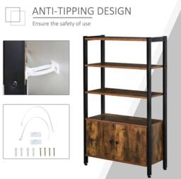 STILVORA Bookcase with Cupboard 3 Shelves Rustic Brown - thumbnail 4