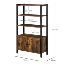 STILVORA Bookcase with Cupboard 3 Shelves Rustic Brown - thumbnail 2