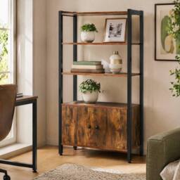 STILVORA Bookcase with Cupboard 3 Shelves Rustic Brown