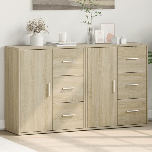 Berkfield Home Sideboards 2 pcs Sonoma Oak 60x31x70 cm Engineered Wood in Brown - Size: 60 x 31 x 70 cm - image 1
