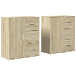 Berkfield Home Sideboards 2 pcs Sonoma Oak 60x31x70 cm Engineered Wood in Brown - Size: 60 x 31 x 70 cm - thumbnail 2
