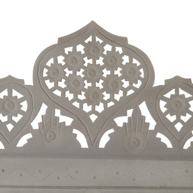 Berkfield Home Hand carved 4-Panel Room Divider Grey 160x165 cm Solid Mango Wood - image 1