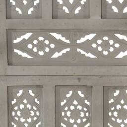 Berkfield Home Hand carved 4-Panel Room Divider Grey 160x165 cm Solid Mango Wood - thumbnail 4