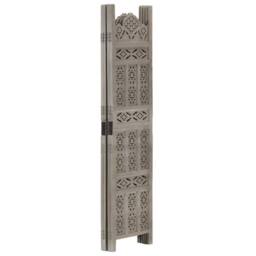 Berkfield Home Hand carved 4-Panel Room Divider Grey 160x165 cm Solid Mango Wood - thumbnail 3