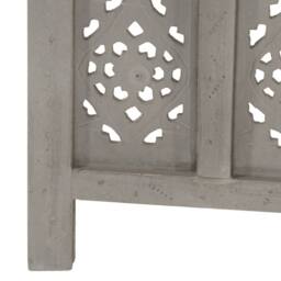Berkfield Home Hand carved 4-Panel Room Divider Grey 160x165 cm Solid Mango Wood - thumbnail 5