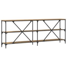 Berkfield Home Console Table Artisan Oak 200x30x75 cm Engineered Wood & Steel in Brown - Size: 200 x 30 x 75 cm - thumbnail 7