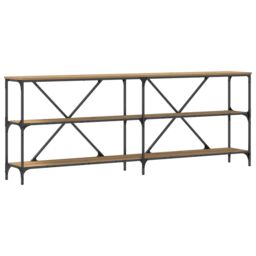 Berkfield Home Console Table Artisan Oak 200x30x75 cm Engineered Wood & Steel in Brown - Size: 200 x 30 x 75 cm - thumbnail 2