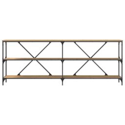 Berkfield Home Console Table Artisan Oak 200x30x75 cm Engineered Wood & Steel in Brown - Size: 200 x 30 x 75 cm - thumbnail 5