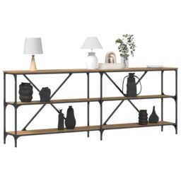 Berkfield Home Console Table Artisan Oak 200x30x75 cm Engineered Wood & Steel in Brown - Size: 200 x 30 x 75 cm - thumbnail 3