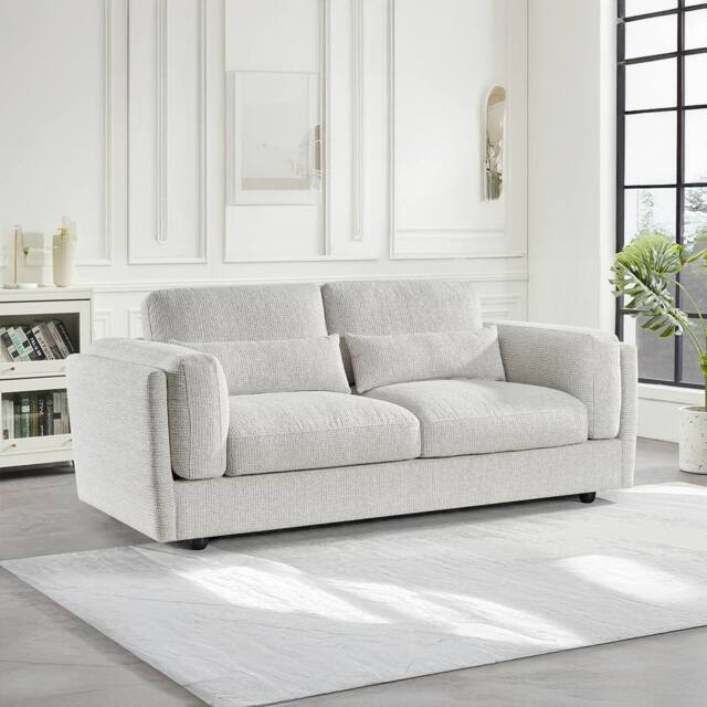 Furnishings For Less UK Bali Modern Chenille Textured Fabric 3 Seater Sofa Beige - image 1