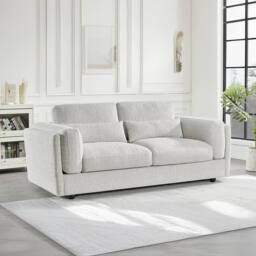 Furnishings For Less UK Bali Modern Chenille Textured Fabric 3 Seater Sofa Beige
