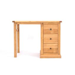 Cabinet Bits Lucca 3 Drawer Desk - Dressing Table Brass Knob in Light Brown