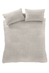 Catherine Lansfield Seersucker Duvet Cover & Pillowcase Set in Natural - Size: Super King - thumbnail 5