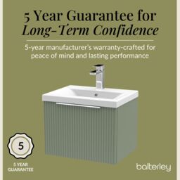 Balterley Fluted Wall Hung 1 Drawer Vanity Basin Unit & Basin 500mm, Satin Green - thumbnail 6