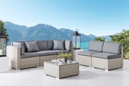 Home Detail DISCONTINUED Catina 7 Piece Modular Rattan Garden Furniture Sofa Set U-Shape or Corner in Grey - thumbnail 1