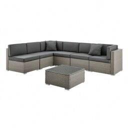 Home Detail DISCONTINUED Catina 7 Piece Modular Rattan Garden Furniture Sofa Set U-Shape or Corner in Grey - thumbnail 2