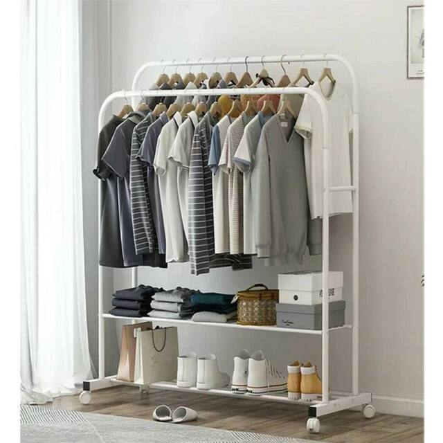 Havendro Elegant White Dual Rolling Clothes Storage Rack - image 1
