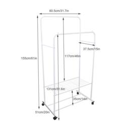 Havendro Elegant White Dual Rolling Clothes Storage Rack - thumbnail 2