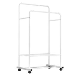Havendro Elegant White Dual Rolling Clothes Storage Rack - thumbnail 5