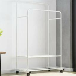 Havendro Elegant White Dual Rolling Clothes Storage Rack - thumbnail 4