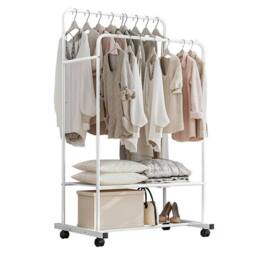 Havendro Elegant White Dual Rolling Clothes Storage Rack - thumbnail 3