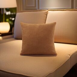 Luxury Living Velvet Chenille Cushion in Tan - Size: 55 cm x 55 cm - thumbnail 2