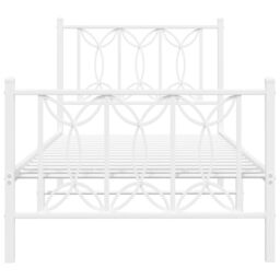 Berkfield Home Metal Bed Frame without Mattress with Footboard White 90x190cm - Size: 90x190 cm - thumbnail 4