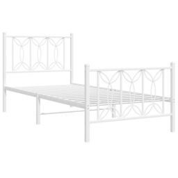 Berkfield Home Metal Bed Frame without Mattress with Footboard White 90x190cm - Size: 90x190 cm - thumbnail 3