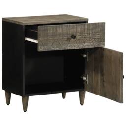 Berkfield Home Beautiful Bedside Cabinet Light Grey 50x33x60 cm Solid Wood Mango - Size: 50 x 33 x 60 cm - thumbnail 1